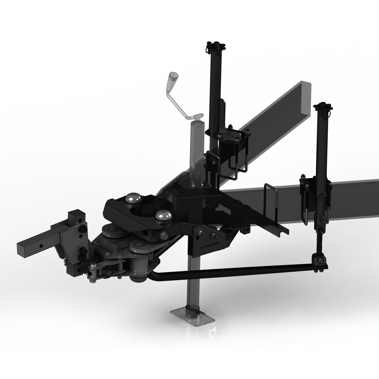 What is the weight range of the adjustable hitch bar?  And, can it remain with the 3p and  in the truck receiver?