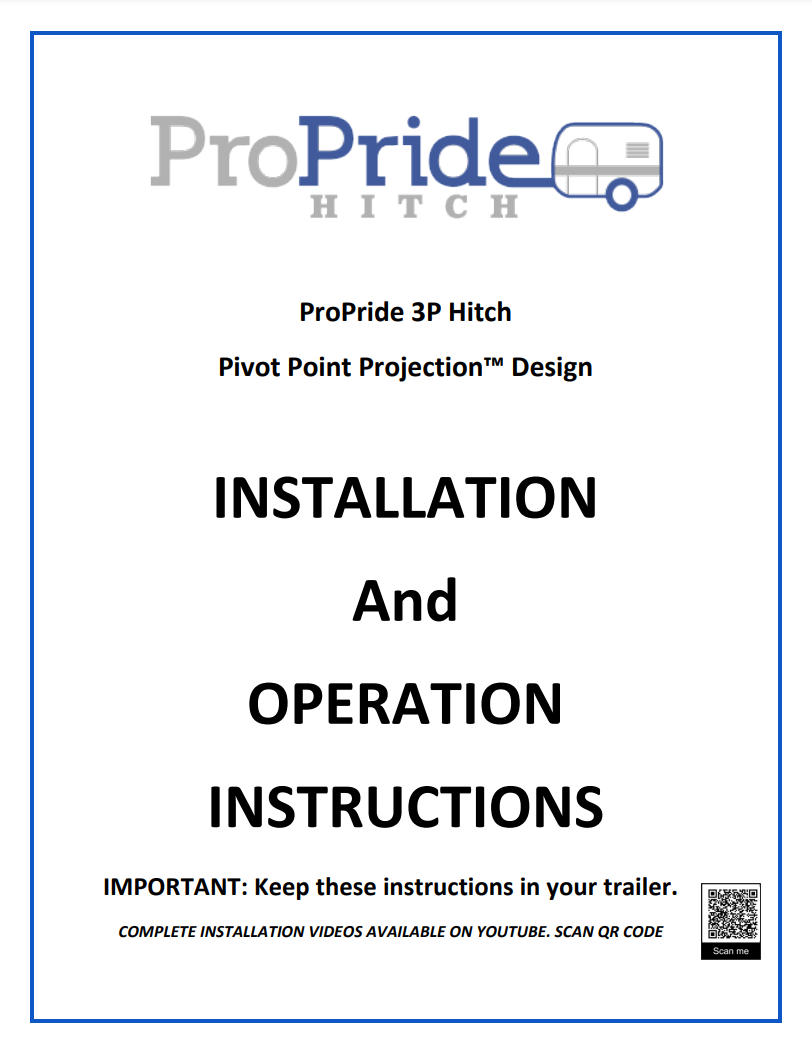 ProPride 3P Hitch Installation and Operation Manual - DIGITAL PDF Questions & Answers